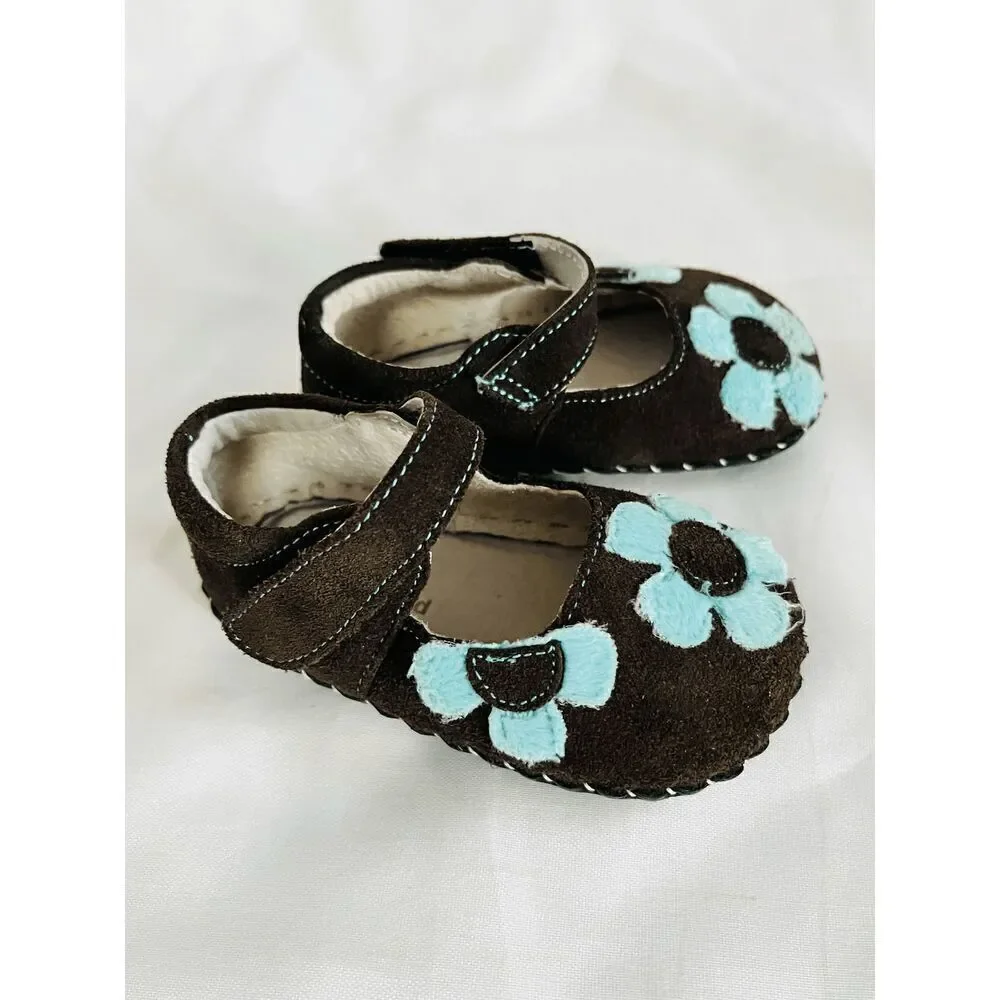 NEW Pediped Baby Girl 6-12 Months Flower Appliqué Shoes